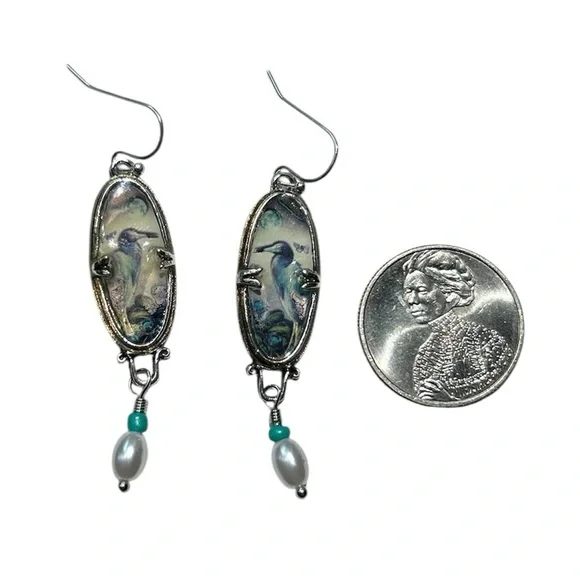 New 🎁 Silver Pearl Drop Earrings - Picture 5 of 6